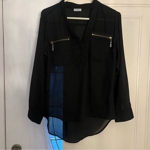 Sheer Black Long Sleeve with Gold Zippers